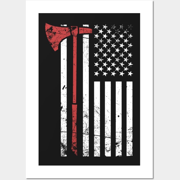 Viking Axe & American Flag Wall Art by MeatMan